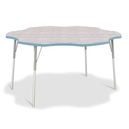 Jonti-Craft Berries Six Leaf Activity Table, A-height, Driftwood Gray/Coastal Blue/Gray 6458JCA452